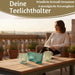 4´er Set Glas Teelichthalter Retro Türkis 7cm Teelichtglas Windlichthalter
