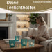 4´er Set Glas Teelichthalter Retro Türkis 7cm Teelichtglas Windlichthalter