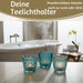 4´er Set Glas Teelichthalter Retro Türkis 7cm Teelichtglas Windlichthalter