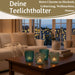 4´er Set Glas Teelichthalter Retro Türkis 7cm Teelichtglas Windlichthalter