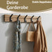KI-generiertes Bild,Vintage Holz Wandgarderobe 55cm Eiche Braun 5 Haken Jackenhalter Garderobenleiste