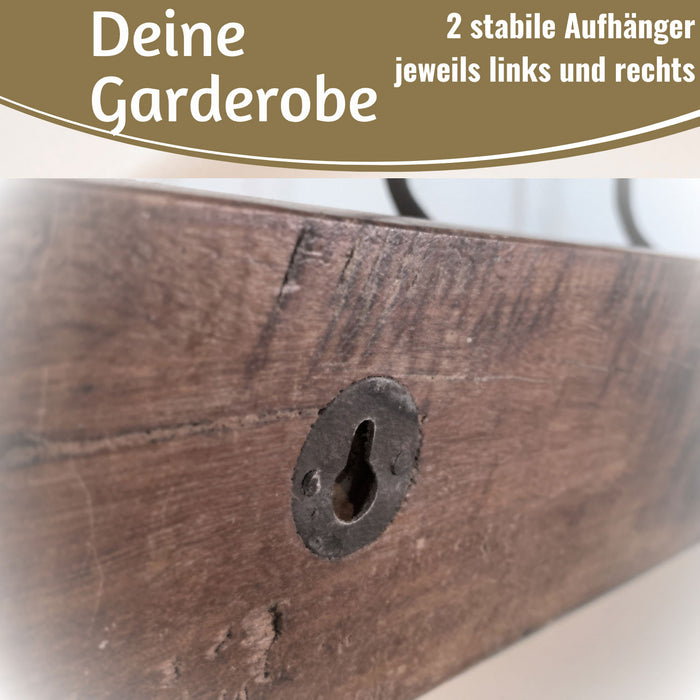 KI-generiertes Bild,Vintage Holz Wandgarderobe 55cm Eiche Braun 5 Haken Jackenhalter Garderobenleiste