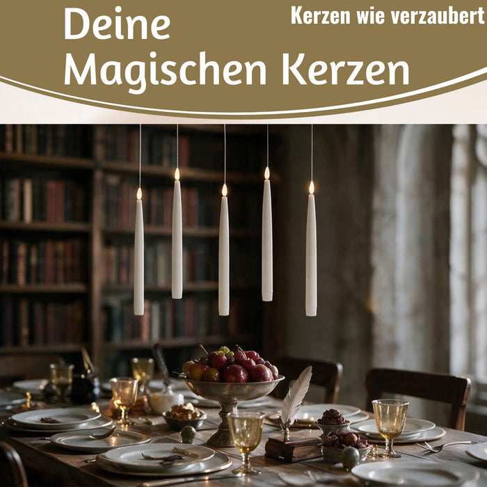 KI-generiertes Bild,5 XL LED 3D schwebende Stabkerzen 36cm Weiß Kerzen Fernbedienung flackernde Kerze