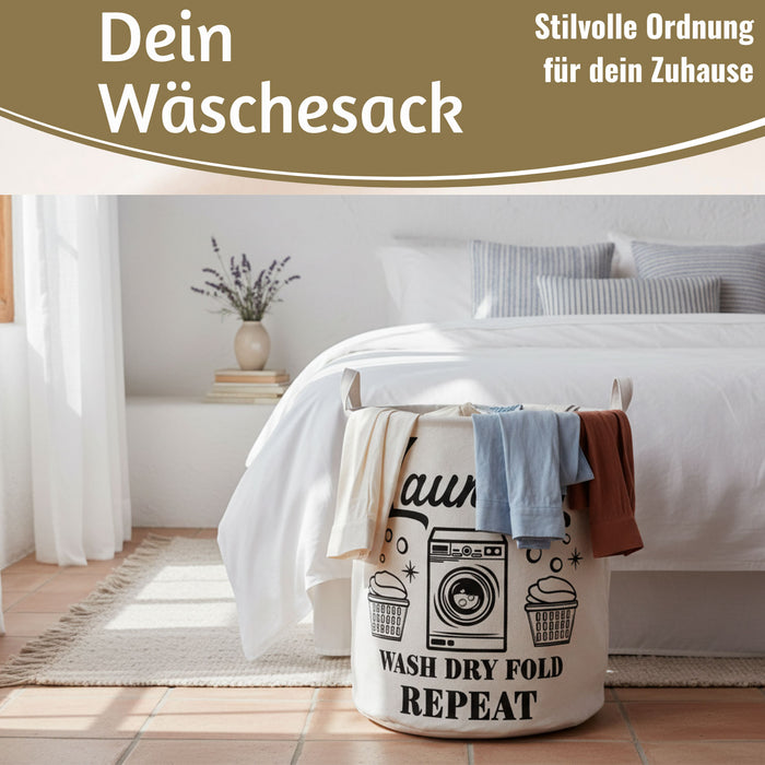 Wäschesack Wäschekorb Canvas Laundry Wash 50cm Faltbar Wäschesammler Wäschetruhe
