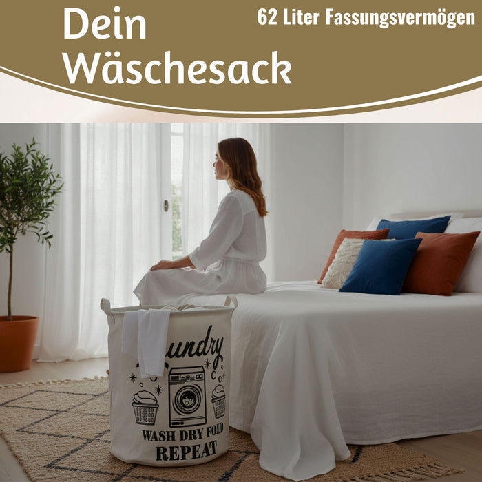 Wäschesack Wäschekorb Canvas Laundry Wash 50cm Faltbar Wäschesammler Wäschetruhe