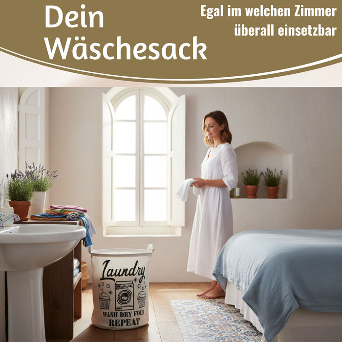 Wäschesack Wäschekorb Canvas Laundry Wash 50cm Faltbar Wäschesammler Wäschetruhe