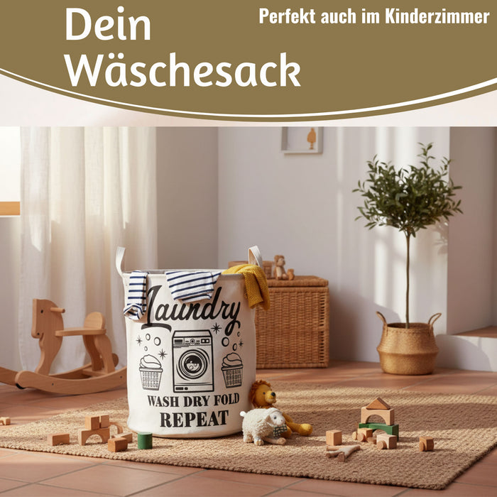 Wäschesack Wäschekorb Canvas Laundry Wash 50cm Faltbar Wäschesammler Wäschetruhe