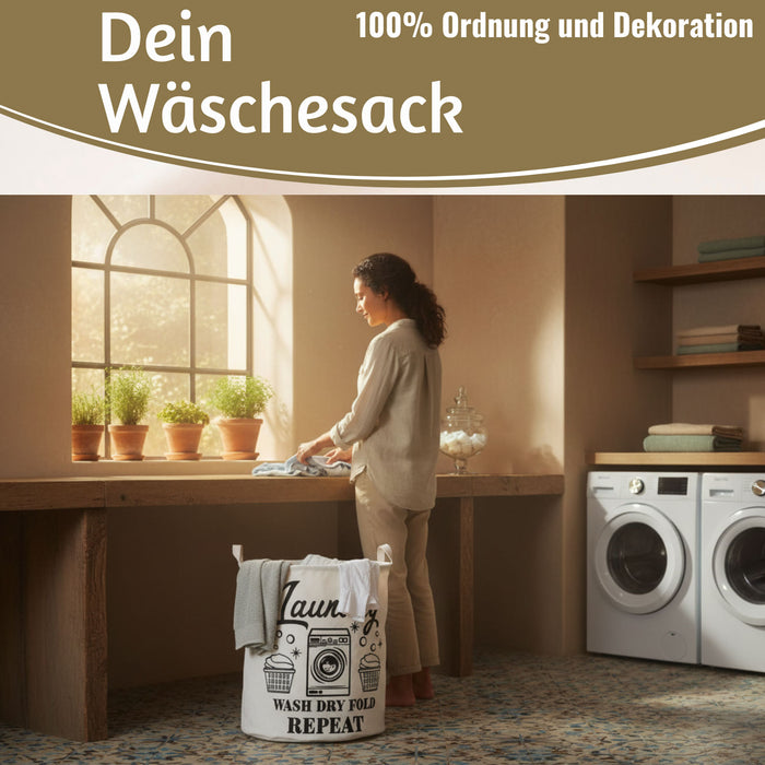 Wäschesack Wäschekorb Canvas Laundry Wash 50cm Faltbar Wäschesammler Wäschetruhe