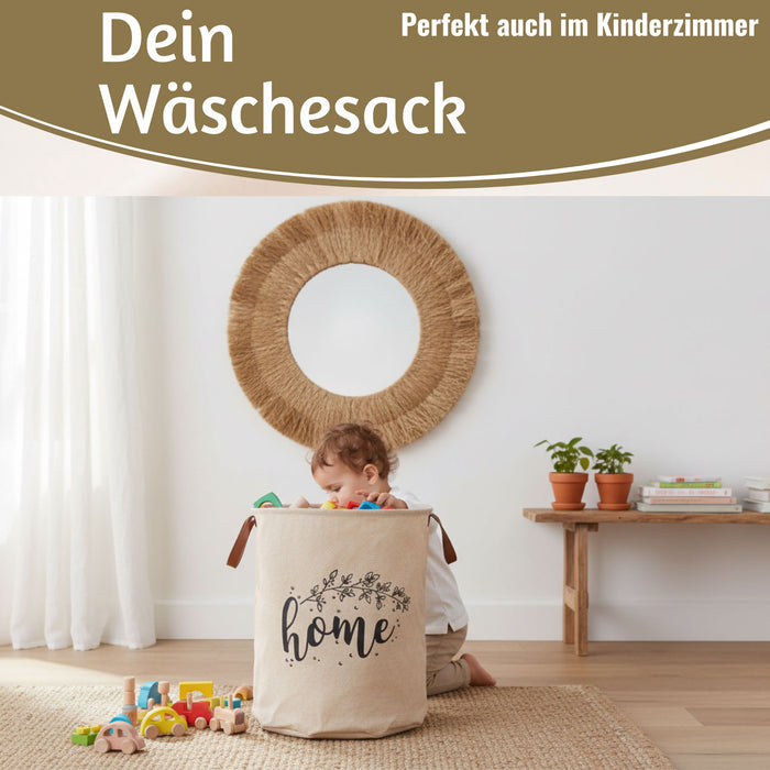 Wäschesack Wäschekorb Vintage Home 62L Faltbar Wäschesammler Wäschetruhe