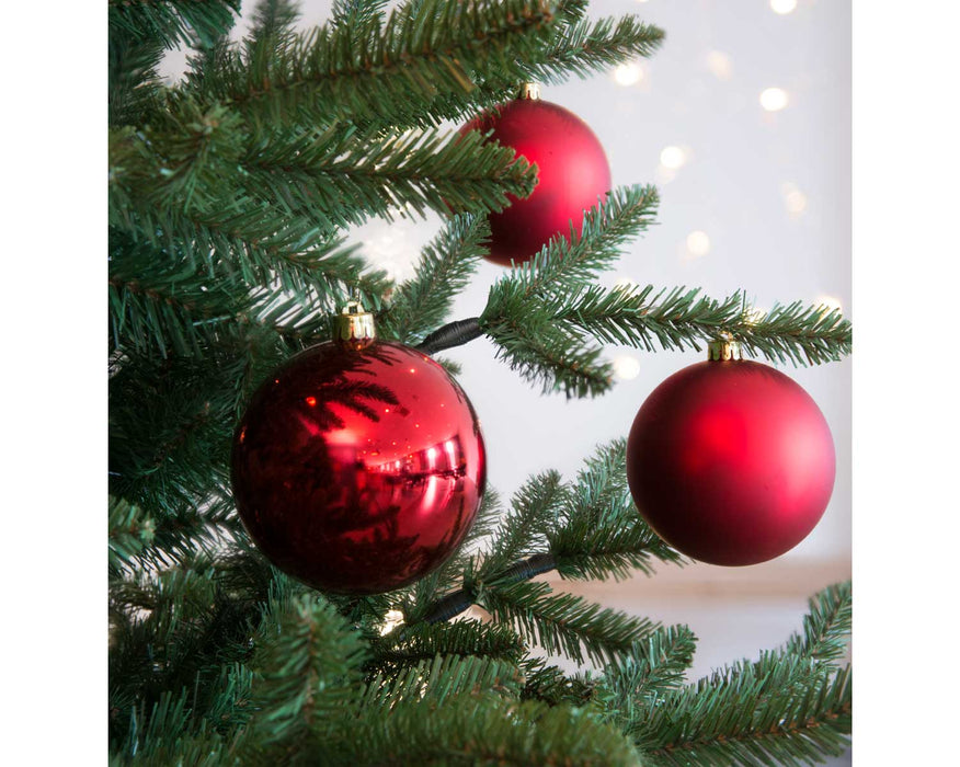 KI-generiertes Bild,33 Christbaumkugeln Kunststoff Rot Weihnachtsrot Spitze Stern Weihnachtskugeln