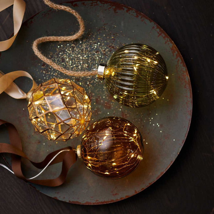 KI-generiertes Bild,XL Deko Glas Lichtkugel 30LED 14cm Gold Braun Glaskugel Timer Batterie Anhängen