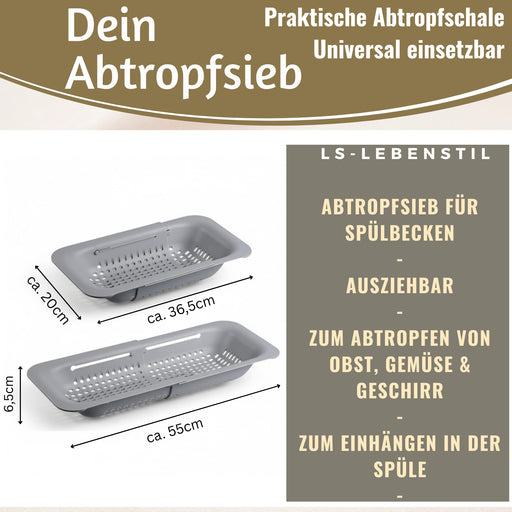 Abtropfsieb Ausziehbar Spülbeckensieb Organizer Siebkorb für Spülbecken