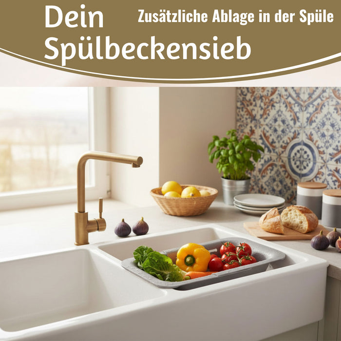 Abtropfsieb Ausziehbar Spülbeckensieb Organizer Siebkorb für Spülbecken