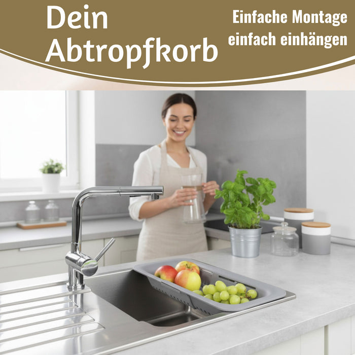 Abtropfsieb Ausziehbar Spülbeckensieb Organizer Siebkorb für Spülbecken