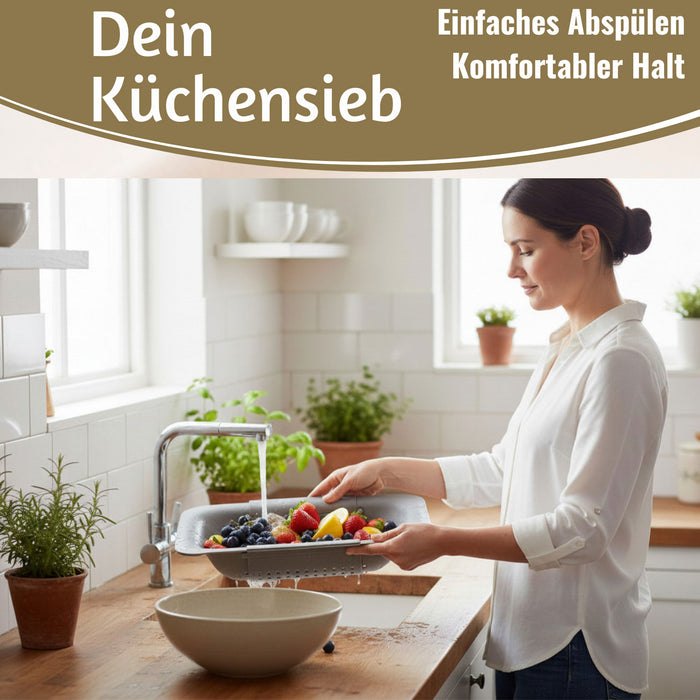 Abtropfsieb Ausziehbar Spülbeckensieb Organizer Siebkorb für Spülbecken