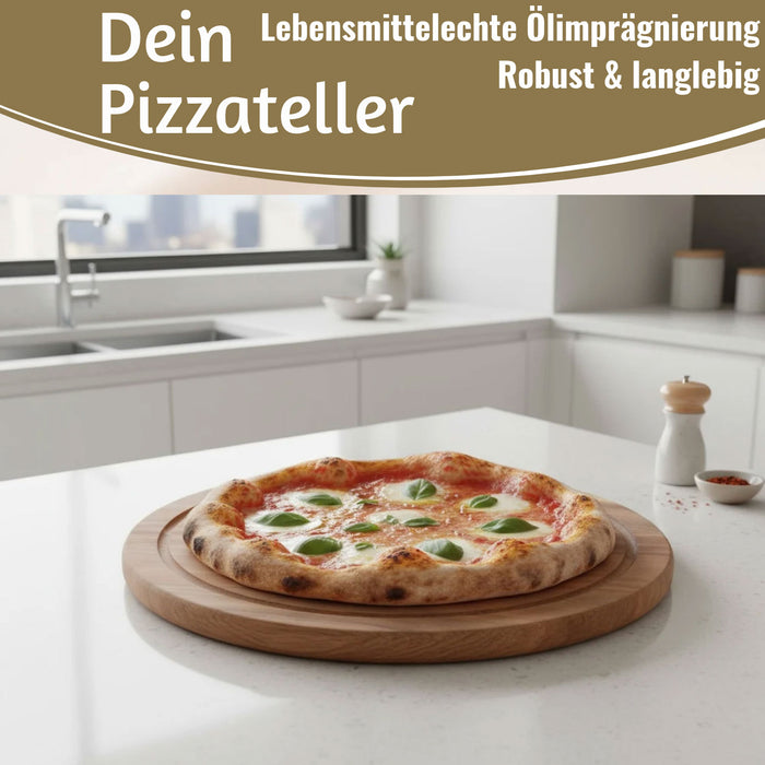 KI-generiertes Bild,Holz Fleischteller Servierteller 25cm Akazie Rund Schneidebrett Vesperbrett