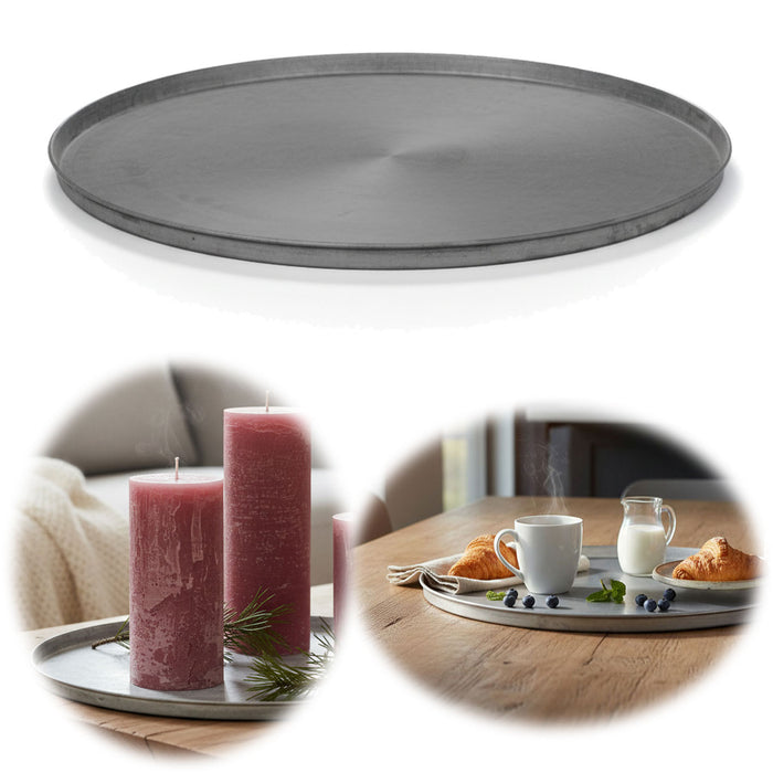 KI-generiertes Bild XL Metall Deko Tablett Serviertablett Delhi 38cm Rund Kerzenteller Kerzentablett