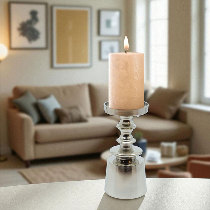 Alu Kerzenständer Dehli Weiß 18cm Stumpenkerze Kerzenhalter Kerzenleuchter