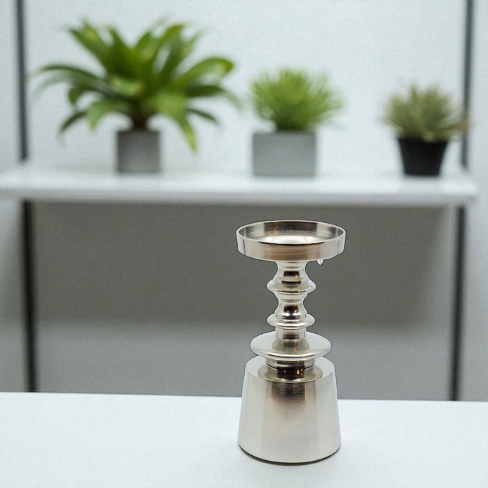 Alu Kerzenständer Dehli Weiß 18cm Stumpenkerze Kerzenhalter Kerzenleuchter