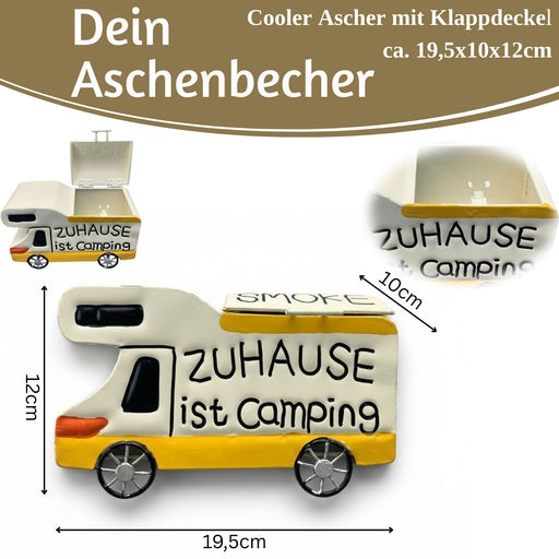 XL Sturmaschenbecher Metall Camper 19x12cm Windaschenbecher Ascher