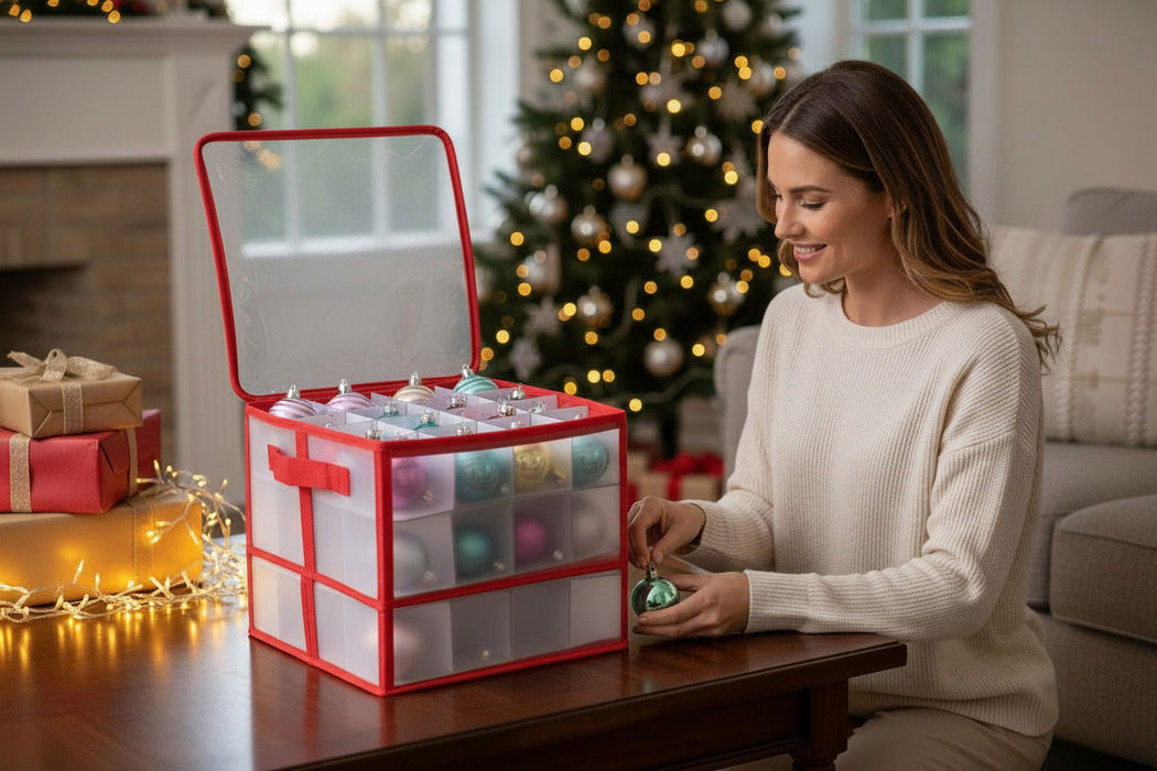 Aufbewahrungsbox Organizer 27 Weihnachtskugeln Ø 10cm Christbaumkugeln