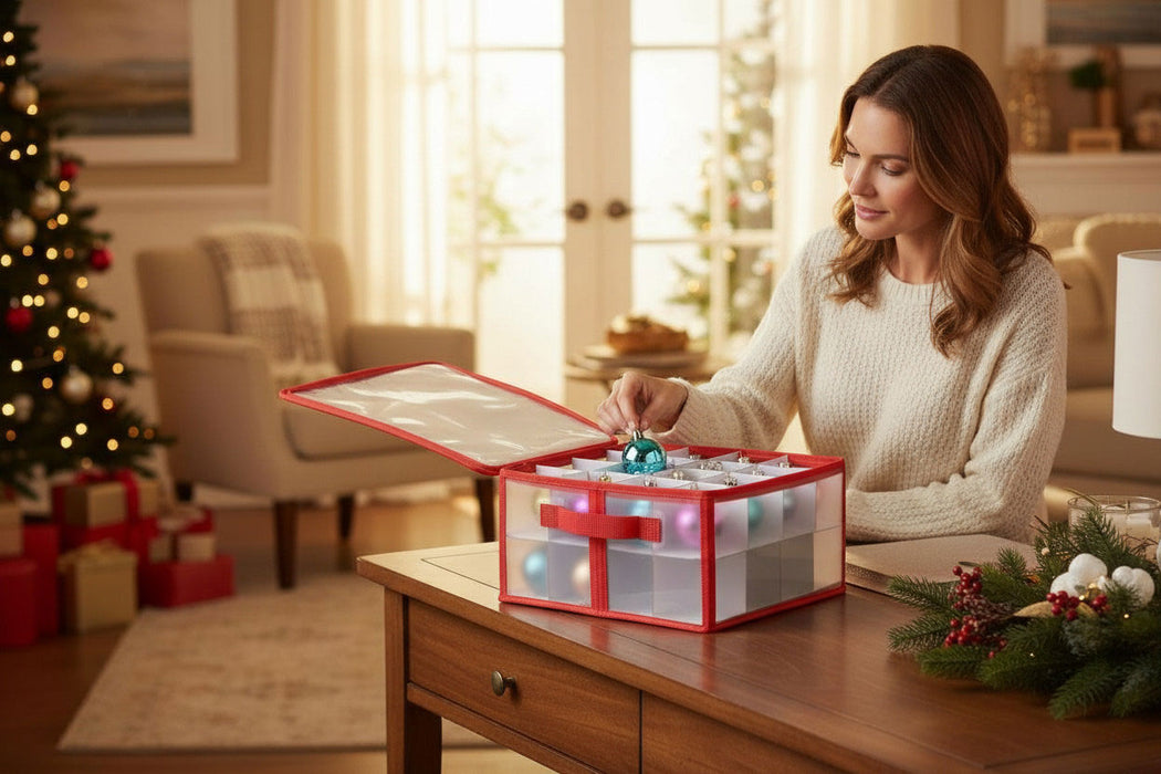 Aufbewahrungsbox Organizer für 32 Weihnachtskugeln Christbaum-Kugeln