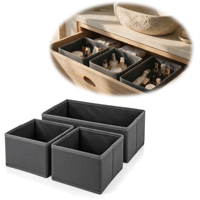KI-generiertes Bild Schubladen Organizer 3´er Set Ordnungssystem Regalbox Aufbewahrungsbox Faltkiste
