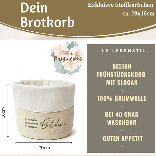 KI-generiertes Bild,Design Brotkorb Stoffkörbchen Brötchen 100% Baumwolle Brotkörbchen Brötchen