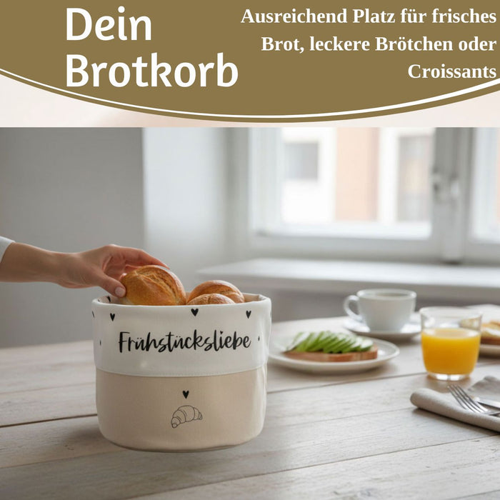 Design Brotkorb Stoffkörbchen Frühstücksliebe 100% Baumwolle Brotkörbchen Brötchen