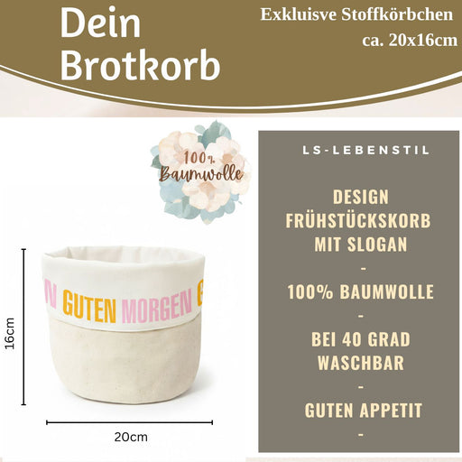 Design Brotkorb Stoffkörbchen Guten Morgen 100% Baumwolle Brotkörbchen Brötchen