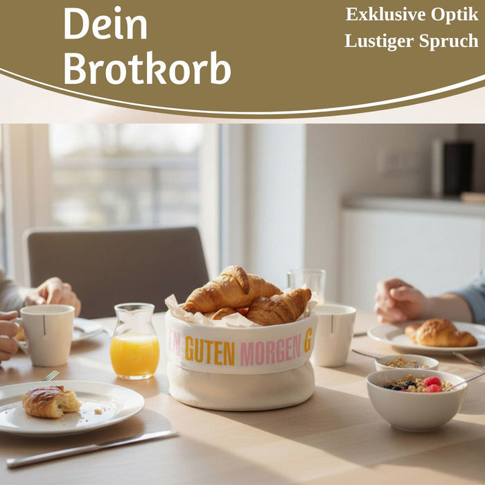 KI-generiertes Bild,Design Brotkorb Stoffkörbchen Guten Morgen 100% Baumwolle Brotkörbchen Brötchen