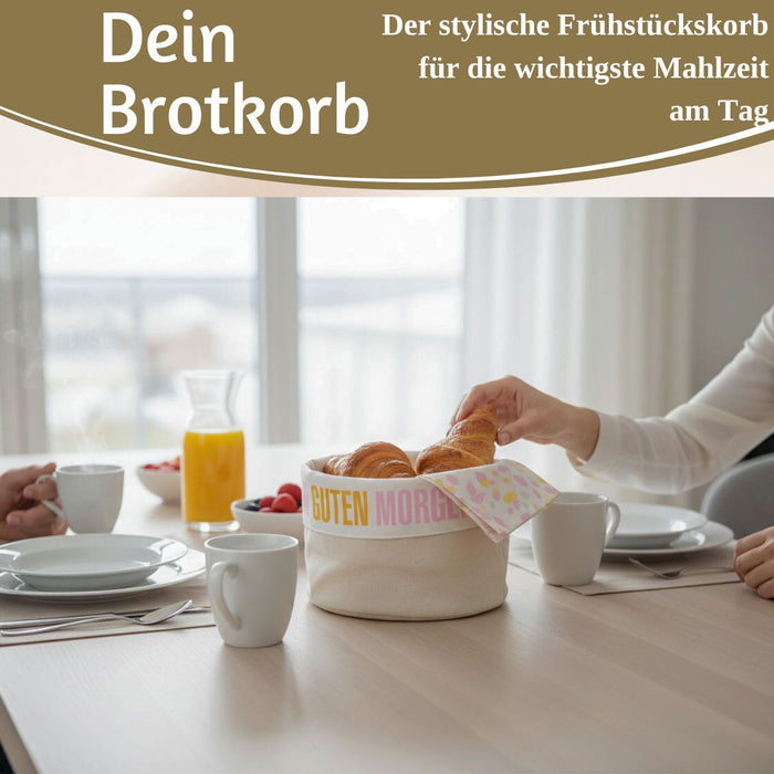 KI-generiertes Bild,Design Brotkorb Stoffkörbchen Guten Morgen 100% Baumwolle Brotkörbchen Brötchen