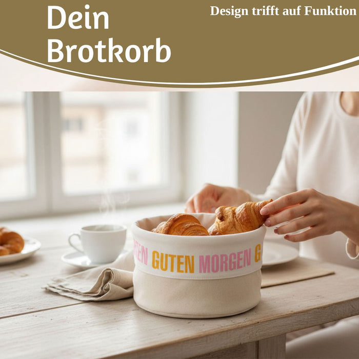 KI-generiertes Bild,Design Brotkorb Stoffkörbchen Guten Morgen 100% Baumwolle Brotkörbchen Brötchen