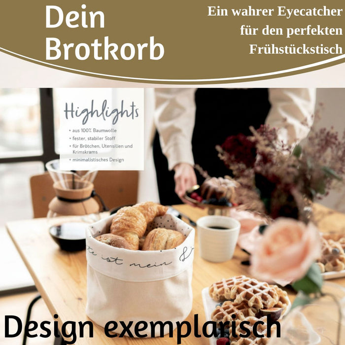 KI-generiertes Bild,Design Brotkorb Stoffkörbchen Guten Morgen 100% Baumwolle Brotkörbchen Brötchen