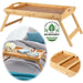 Holz Frühstückstablett Betttablett 64x30cm Bambus Serviertablett klappbar