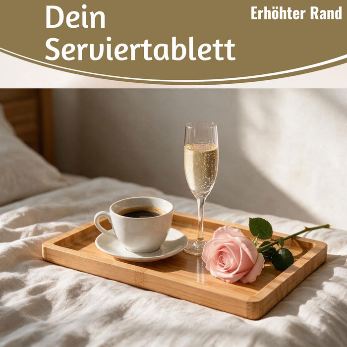 KI-generiertes Bild,Holz Serviertablett Braun 33x23cm Erhöhter Rand Küchentablett Kerzenschale