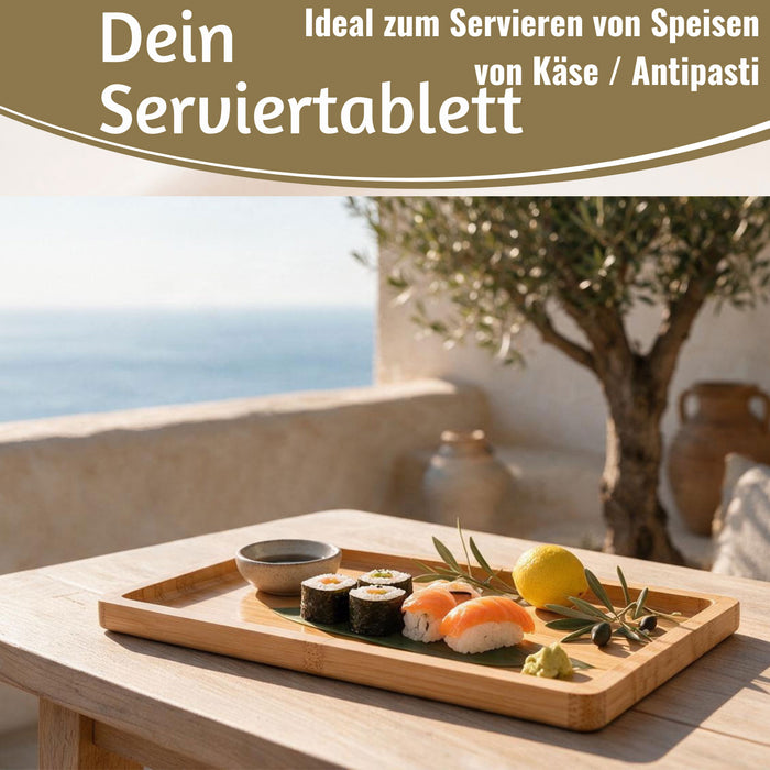 KI-generiertes Bild,Holz Serviertablett Braun 33x23cm Erhöhter Rand Küchentablett Kerzenschale