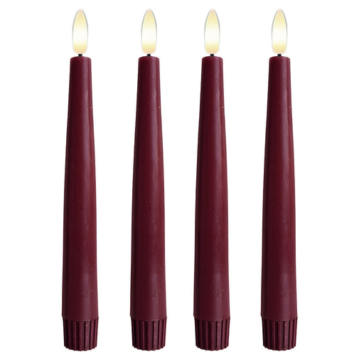 KI-generiertes Bild,LED 3D Stabkerzen Ribe 4´er Set Beere Rot 17,5cm Timer Fernbedienung flackernde Kerze