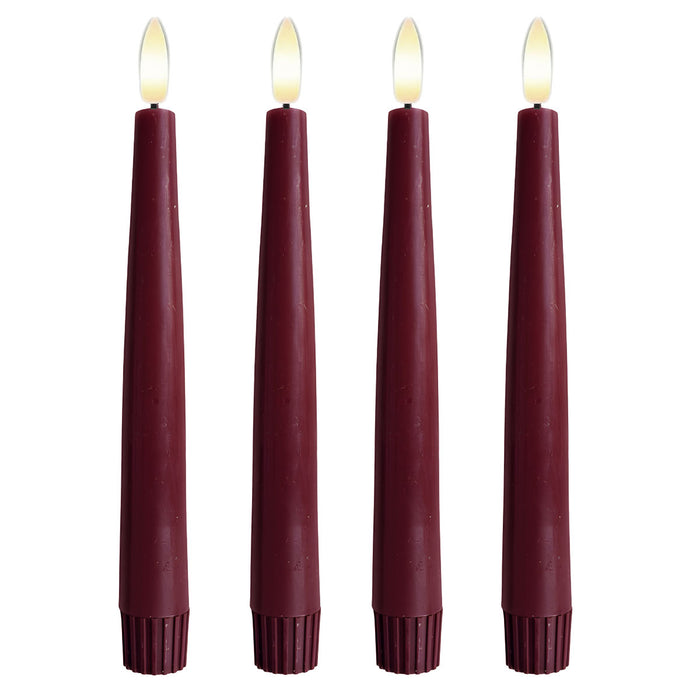 KI-generiertes Bild,LED 3D Stabkerzen Ribe 4´er Set Beere Rot 17,5cm Timer Fernbedienung flackernde Kerze
