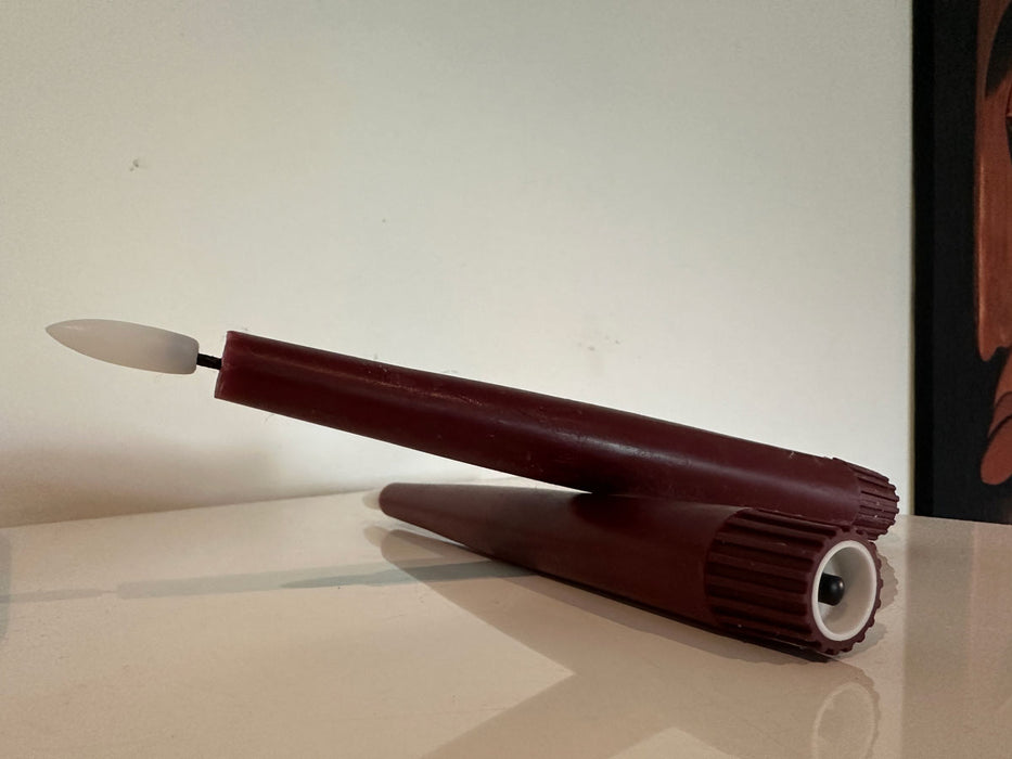 LED 3D Stabkerzen Ribe 4´er Set Beere Rot 26cm Timer Fernbedienung flackernde Kerze