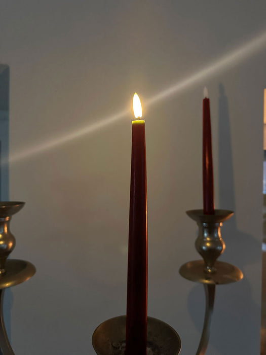 LED 3D Stabkerzen Ribe 4´er Set Beere Rot 17,5cm Timer Fernbedienung flackernde Kerze