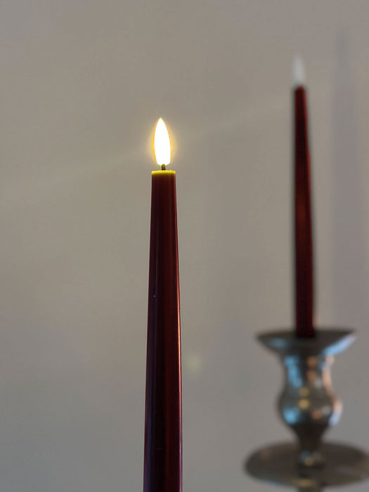 LED 3D Stabkerzen Ribe 4´er Set Beere Rot 26cm Timer Fernbedienung flackernde Kerze