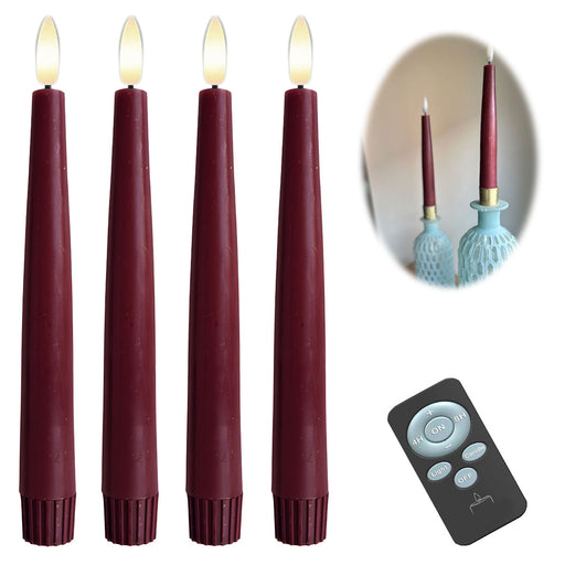 KI-generiertes Bild LED 3D Stabkerzen Ribe 4´er Set Beere Rot 26cm Timer Fernbedienung flackernde Kerze