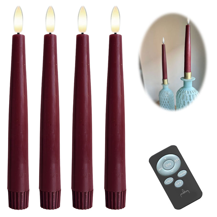 KI-generiertes Bild LED 3D Stabkerzen Ribe 4´er Set Beere Rot 26cm Timer Fernbedienung flackernde Kerze