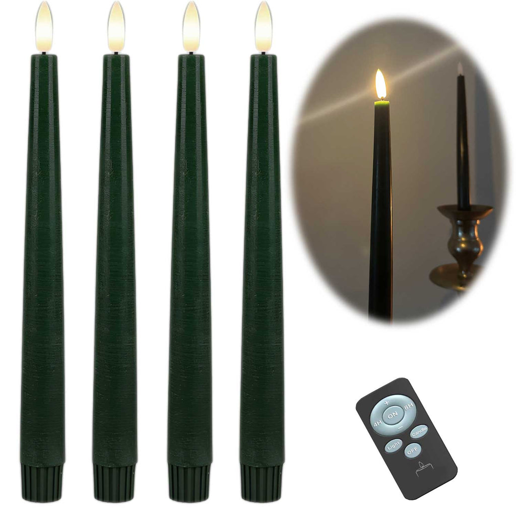 LED 3D Stabkerzen Ribe 4´er Set Grün 26cm mit Timer Fernbedienung flac — LS-LebenStil