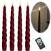 LED 3D Stabkerzen Ribe 4´er Set Rot gedreht 26cm Timer Fernbedienung flackernde Kerze