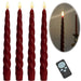 LED 3D Stabkerzen Ribe 4´er Set Rot gedreht 26cm Timer Fernbedienung flackernde Kerze