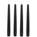 LED 3D Stabkerzen Ribe 4´er Set Schwarz 26cm Timer Fernbedienung flackernde Kerze