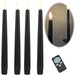 LED 3D Stabkerzen Ribe 4´er Set Schwarz 26cm Timer Fernbedienung flackernde Kerze