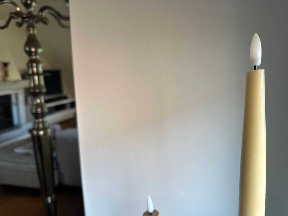 LED 3D Stabkerzen Ribe 4´er Set Vanille Gelb 17,5cm Timer Fernbedienung flackernde Kerze